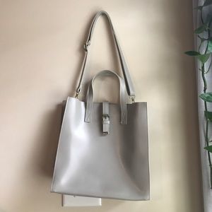 Taupe Grey shoulder bag with magnet clasp